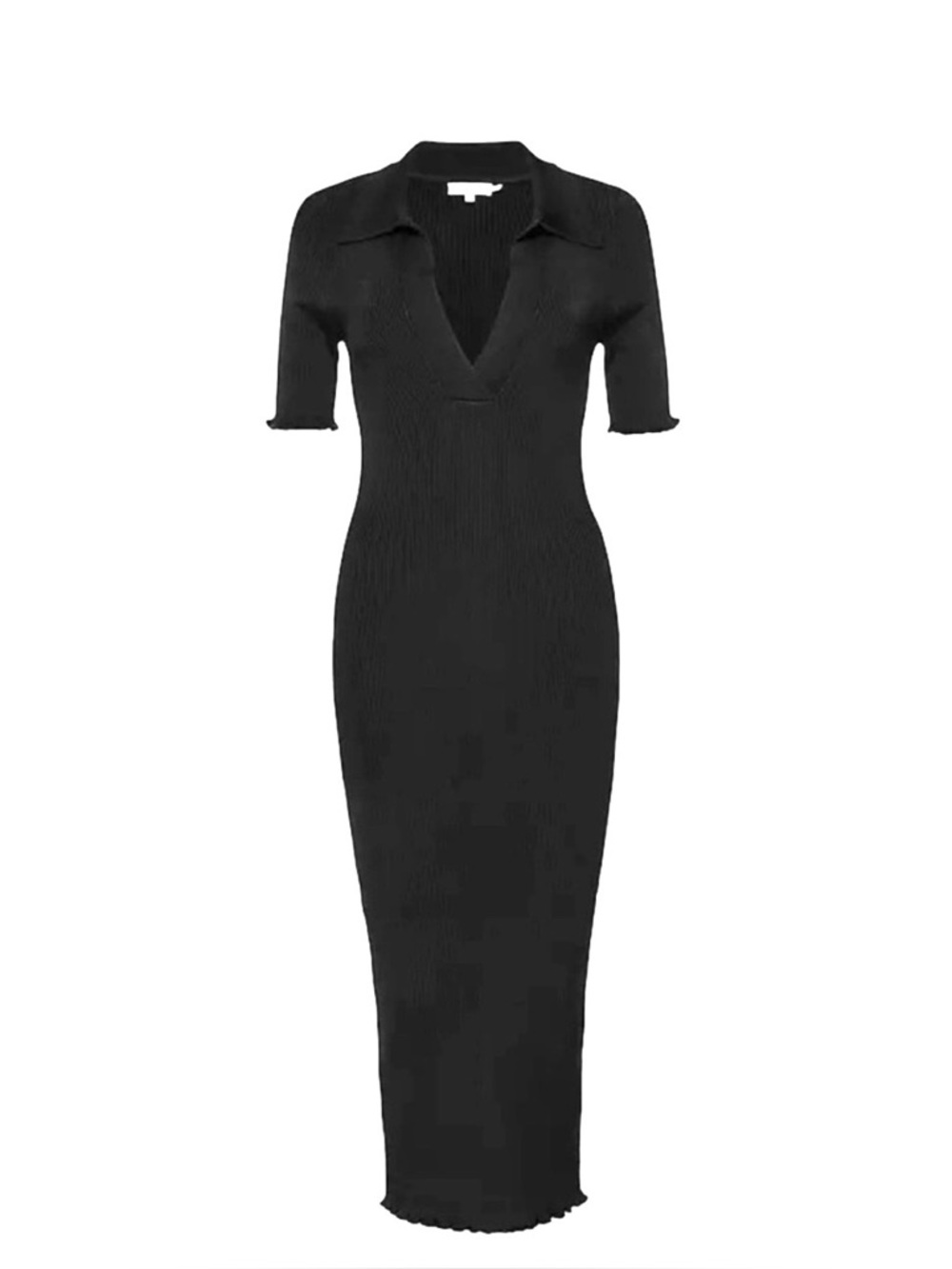 Good American Black Ribbed Polo Midi Dress Size 2/M ASO Mayfair Witches - Picture 3 of 8